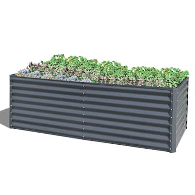 Modern Garden Bed Large Metal Planter with Open Ended Base Support Rods, for Gardening Vegetables Fruits Flowers - 8' x 10'