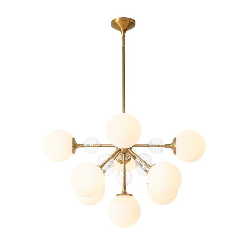 Modern Glam 9-Light Frosted Glass Sputnik Chandelier - 30.3in
