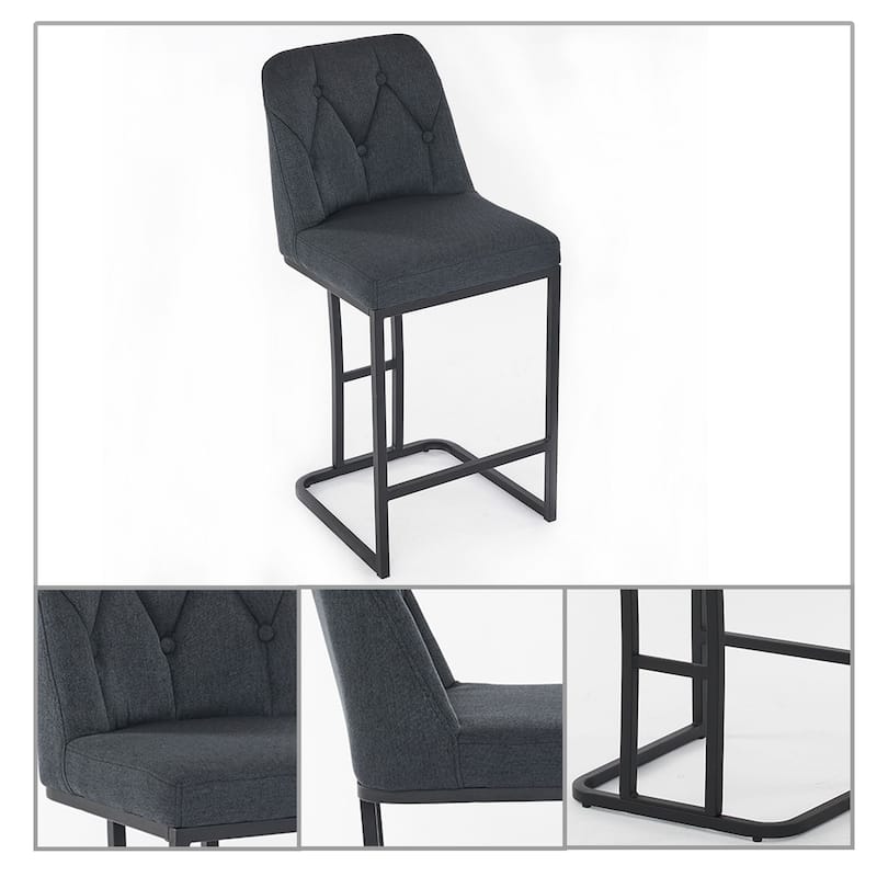 Modern minimalist bar chair set with upholstered backrest and metal legs suitable for bedroom living room kitchen bar