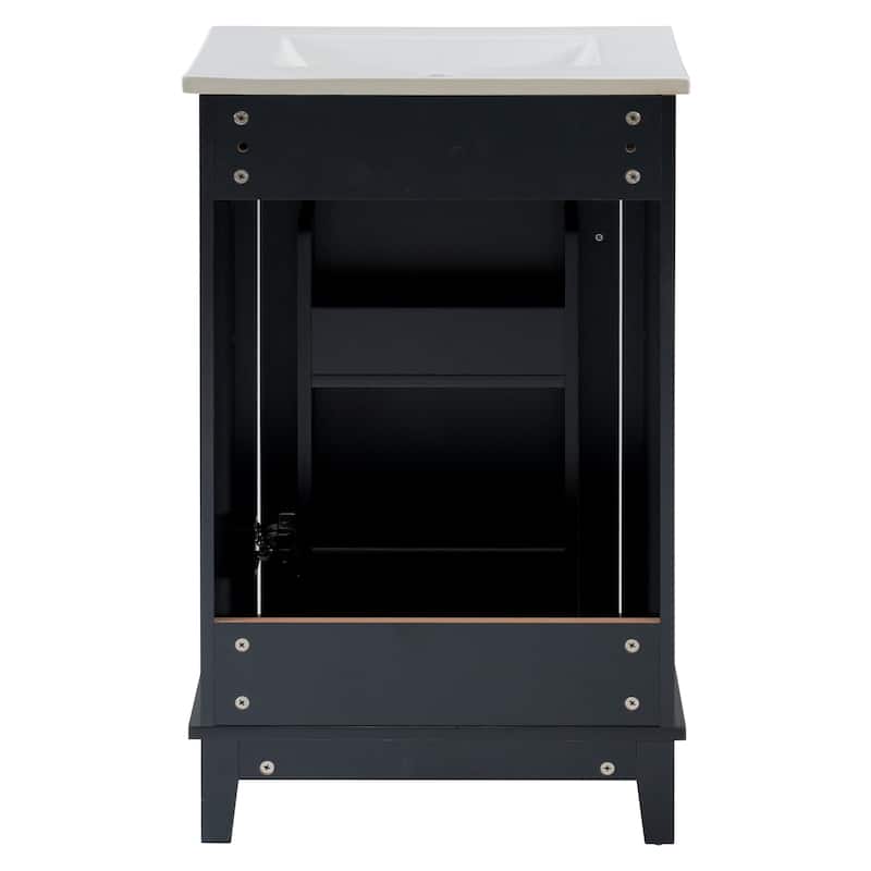 Bathroom Vanity with Sink, Small Bathroom Cabinet with Storage Racks, Single Basin Vanity Set with Soft-Close Door