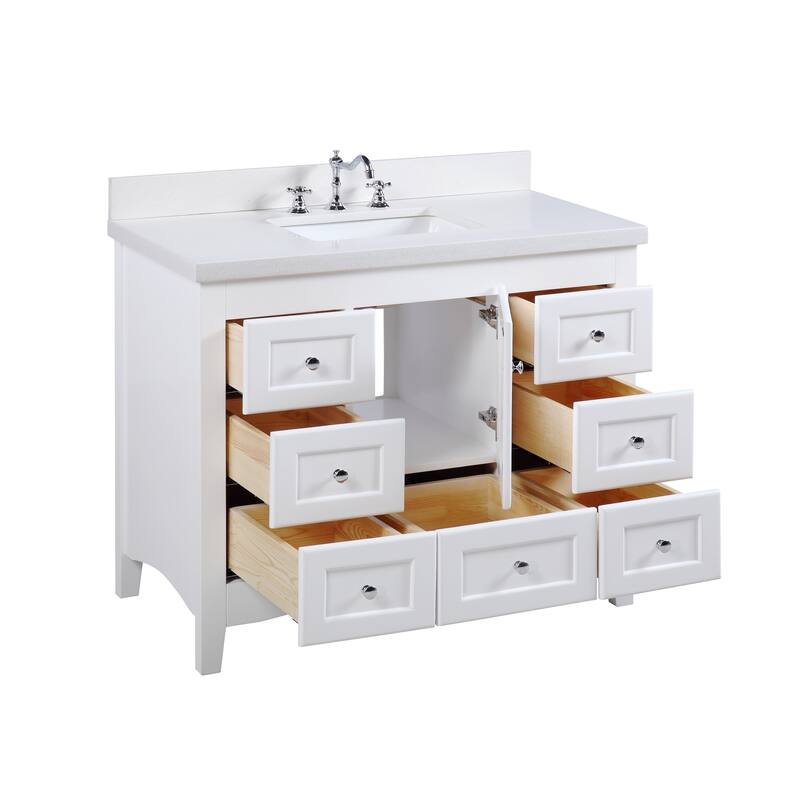 KitchenBathCollection Abbey 42" Bathroom Vanity with Quartz Top