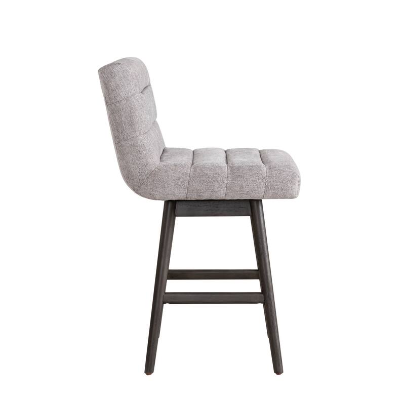 Elias Modern Swivel Bar Stool, Upholstered Counter Stool with Solid Wood Frame