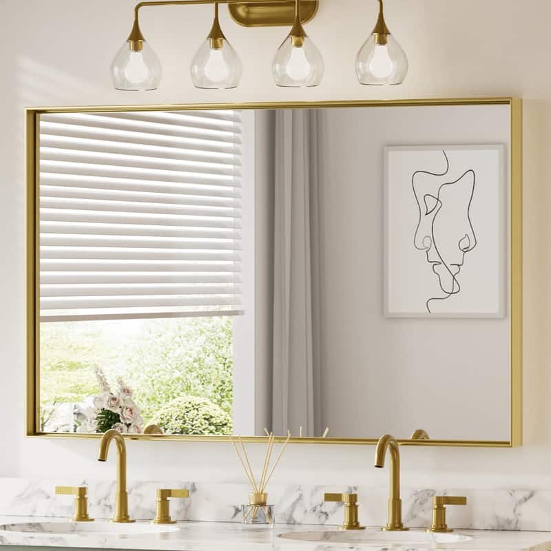 Keonjinn Aluminum Framed Wall Mount Bathroom Vanity Mirror