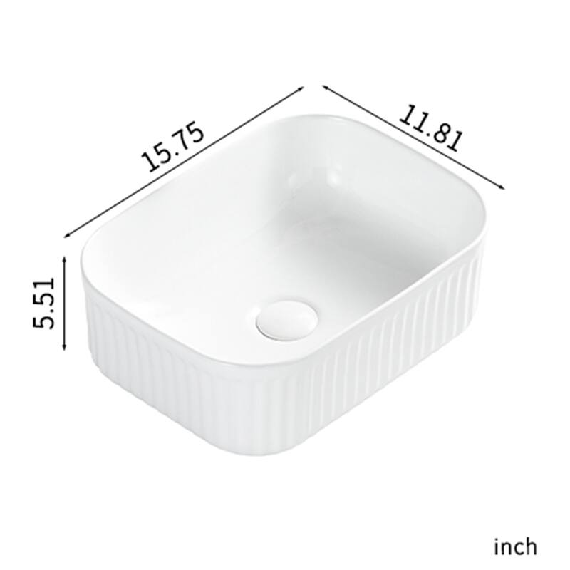 White Stone Resin Rectangular Vessel Sink