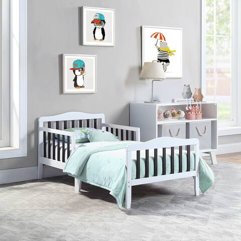 Wood Toddler Bed With Two Safety Side Rails