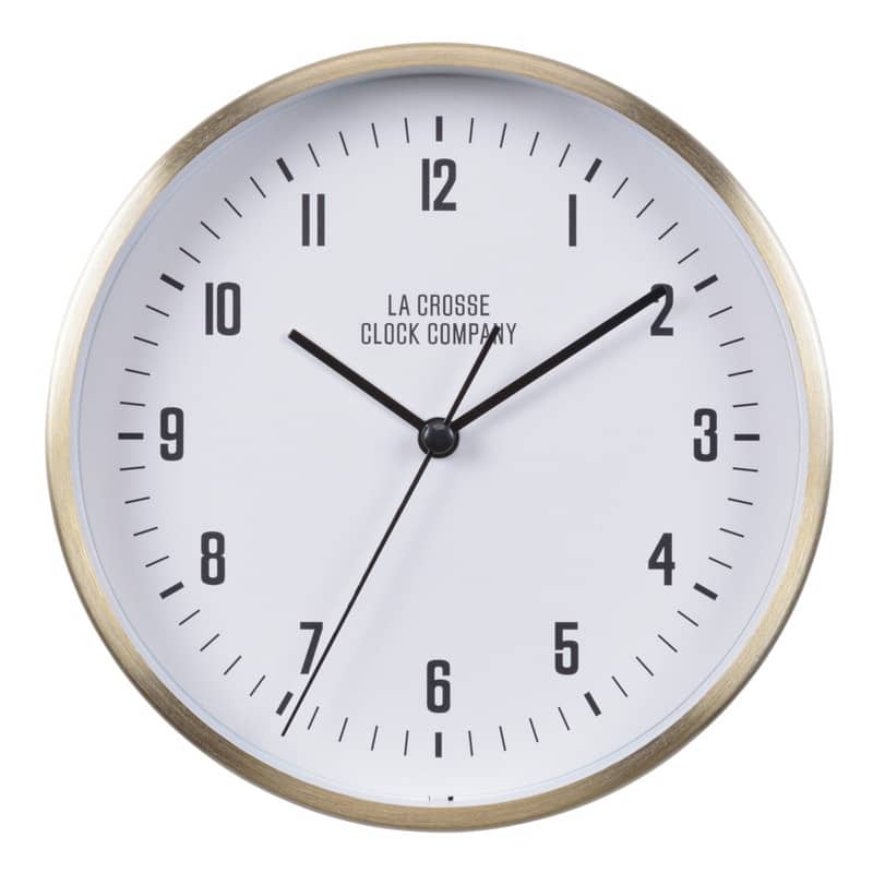 La Crosse Clock 404-3715B 6" Wells Brass-finish Metal Wall/Table Clock