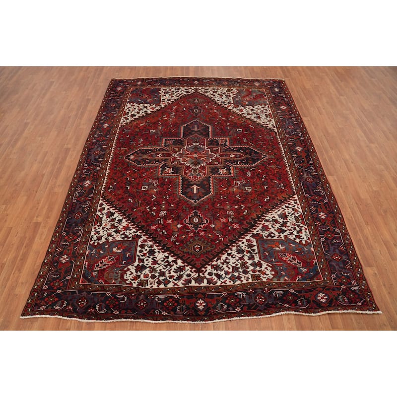 Hand Knotted Oriental 100% Wool Carpet Traditional Medallion Red Heriz Area Rug - 11' 0'' X 8' 5''