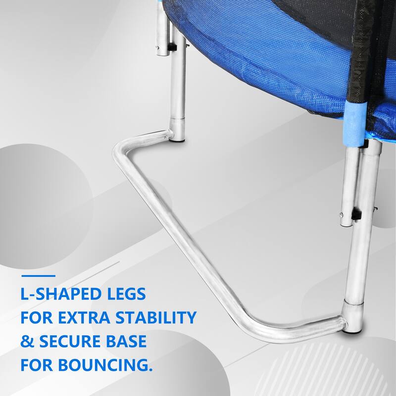 8FT Trampoline Outer Net with Soft Basketball Board, Ball and Inflator(Blue)