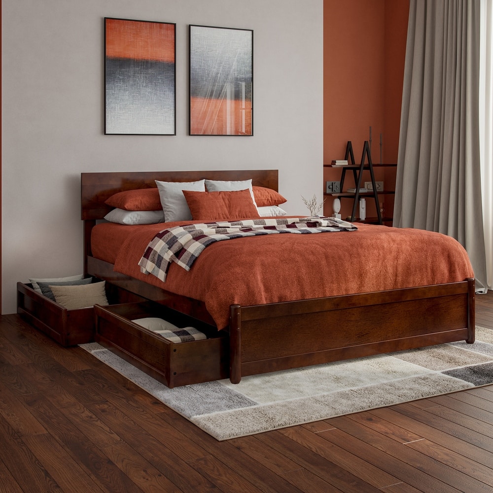 Wesley Platform Bed with Panel Footboard and Storage Drawers