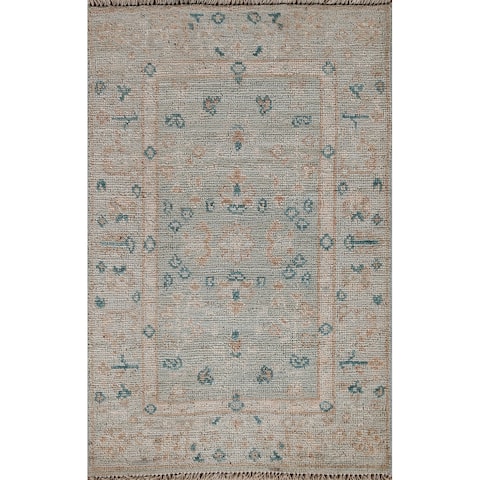 Vegetable Dye Turkish Oushak Rug Hand-knotted Oriental Wool Carpet - 1'11" x 3'0" - 1'11" x 3'0"
