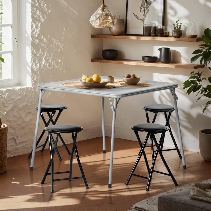 Homy Casa Modern Paded Square Dining Table with Easy-Clean PVC Top