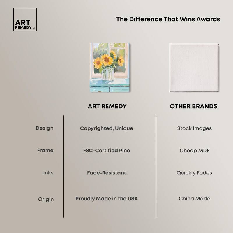 Sunflower Quartet Canvas by Art Remedy, Gallery Wrapped