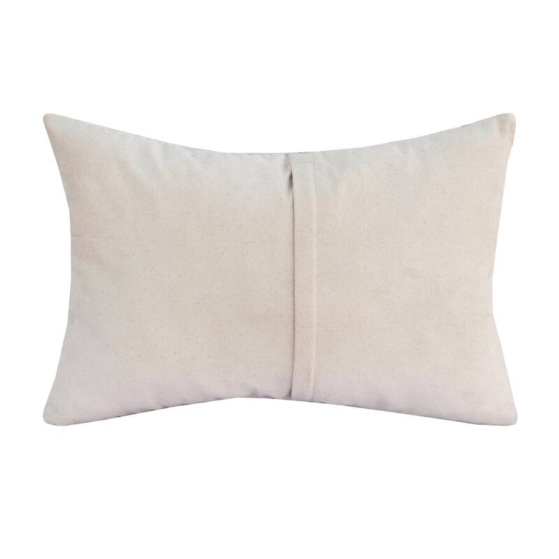 Sevita Ivory/Brown Weaved Faux Leather Lumbar Pillow