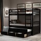preview thumbnail 4 of 17, Stylish & Simple Twin Bunk Bed with Ladder, Safety Rail, Twin Trundle Bed with 3 Drawers for Bedroom, Guest Room, Black