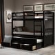 preview thumbnail 4 of 17, Twin Bunk Bed with Trundle, Ladder, Safety Rail and 3 Drawers, Black