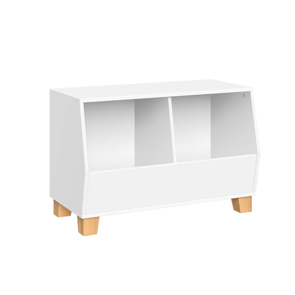 RiverRidge Kids 27in Catch-All Toy Organizer with 2 Compartments, Cubby Storage Organizer for Playroom - White