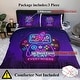 preview thumbnail 10 of 9, 3 Pieces Trippy Neon Gamepad Duvet Cover Set Twin For Gamer Soft Bedding Set