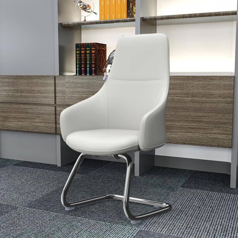 Celeste Modern Leather Office Chair with Iron Frame, Fixed Armrests, Foam Padding, Easy-Clean Upholstery & Quick Assembly