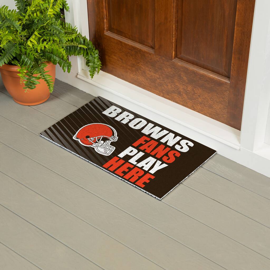 28 in. x 16 in. Cleveland Browns "Fans Play Here" PVC Door Mat