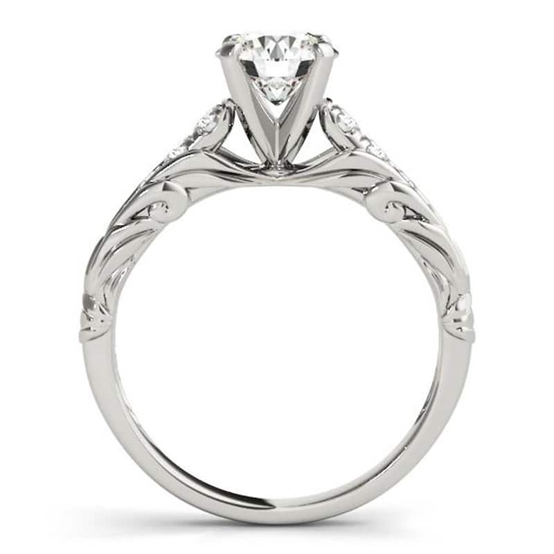 Auriya 14k Gold 2ct Round Moissanite and Diamond Engagement Ring 1/6ct TDW