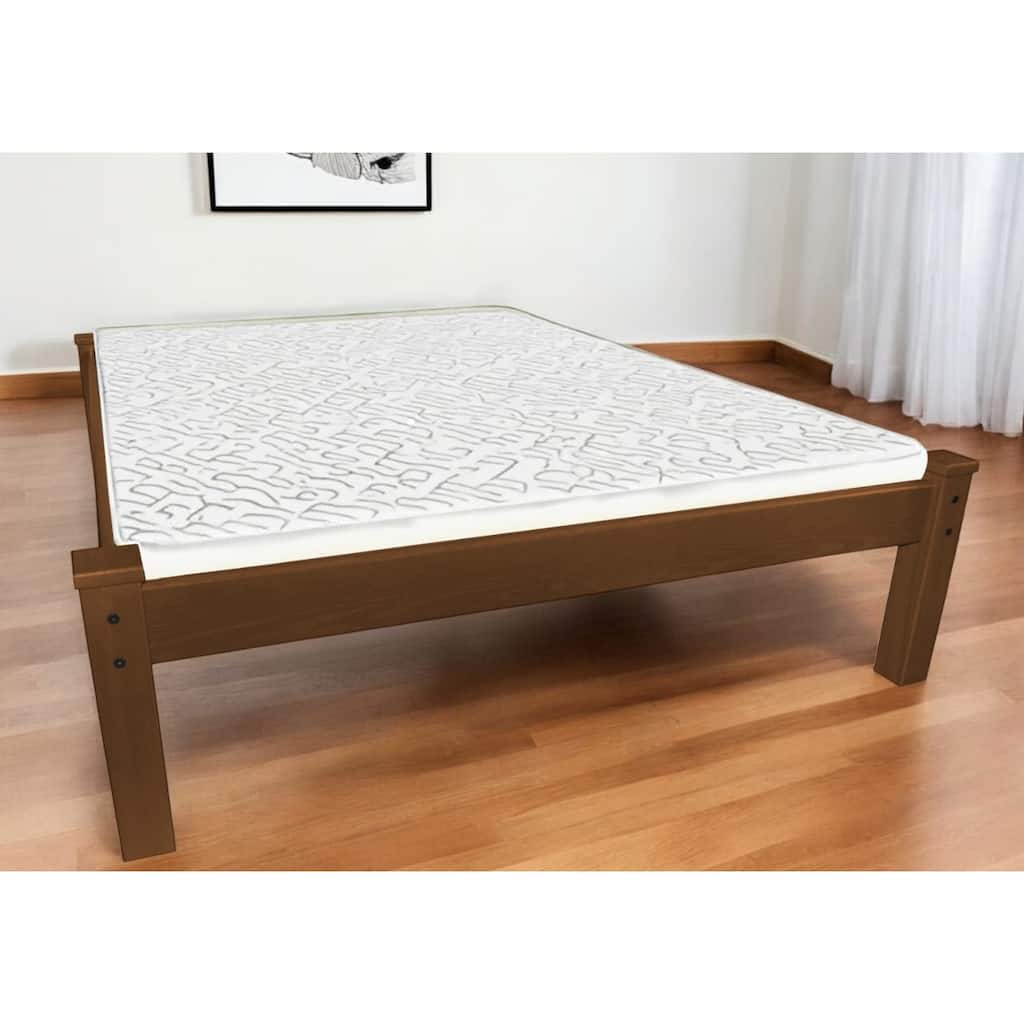 HomeRoots Brown Solid Wood Queen Bed Frame