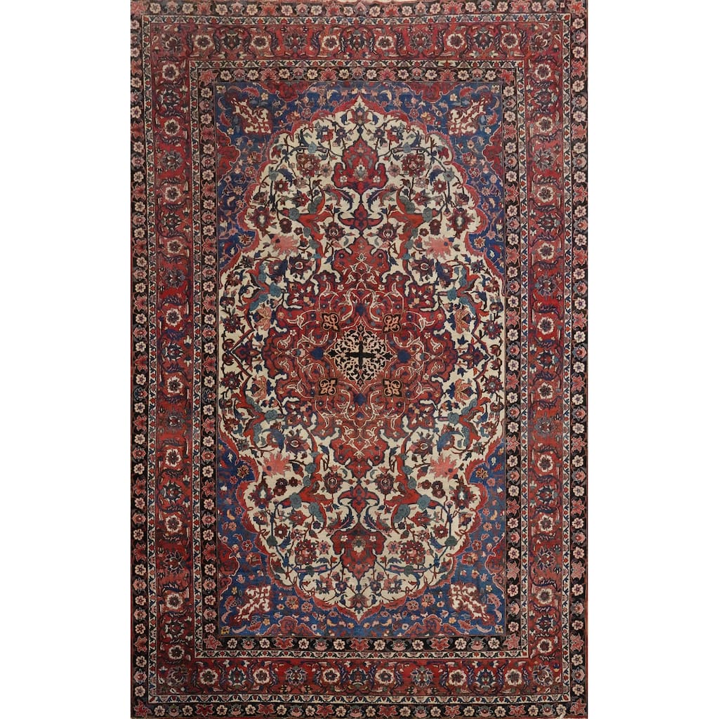 Hand Knotted Oriental 100% Wool Carpet Traditional Floral Beige & Ivories Bakhtiari Area Rug - 14' 7'' X 10' 5''