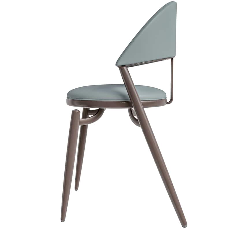 Venice Upholstered Leather Dining Chair (Set of 4) Open Back Accent Side Chair with Iron Legs