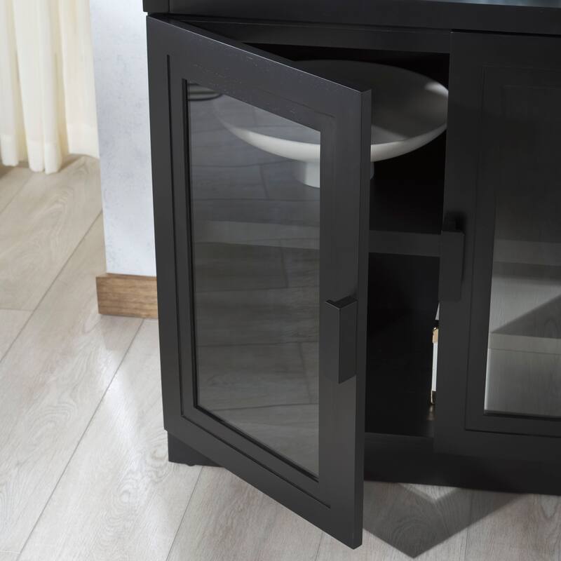 SAFAVIEH Couture Roades 3-Shelf Glass Cabinet Bookcase - 36"W x 18"D x 78"H