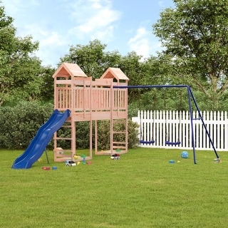 vidaXL Swing Set Outdoor Backyard Wooden Playground Equipment for Kids Age 3-8
