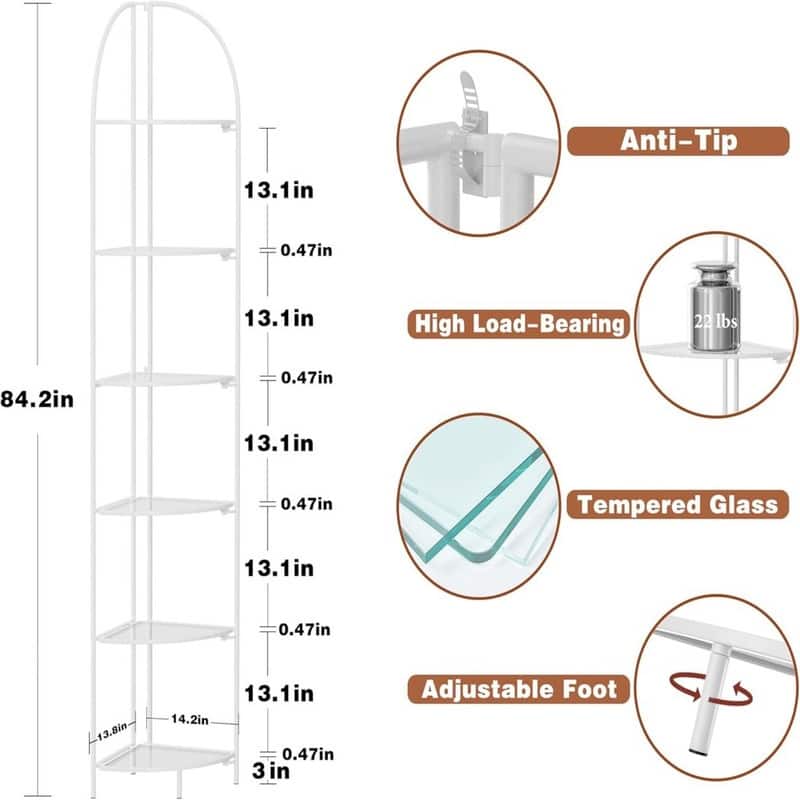 Crofy Foldable 6 Tier Corner Shelf