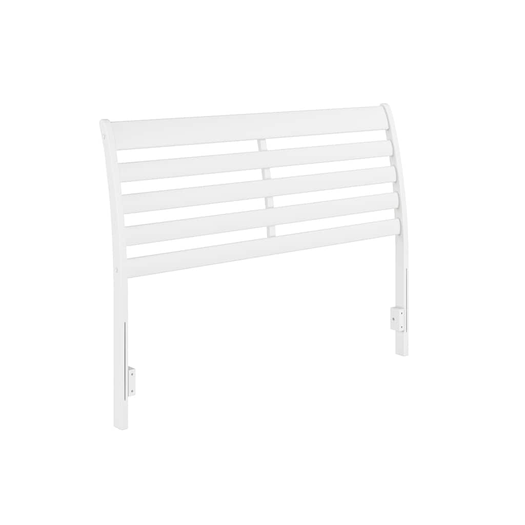 Solid Wood Headboard - French Country Style Bed Frame with USB Charger - White Finish