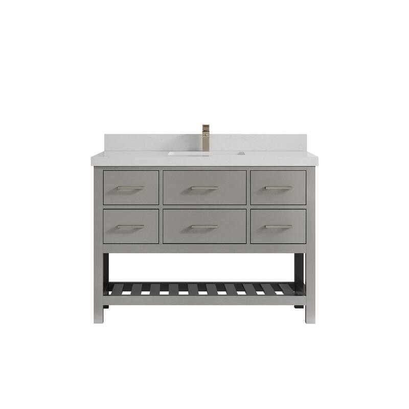 Willow Collections 48 in. W x 22 in. D Parker Single Sink Bathroom Vanity with Countertop - 2" Carrara Quartz - Elephant Skin Grey