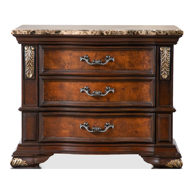 Furniture of America Cresswell Traditional 3-Piece Dark Cherry and Oak Wood Dresser and 2-Nightstand Bedroom Set