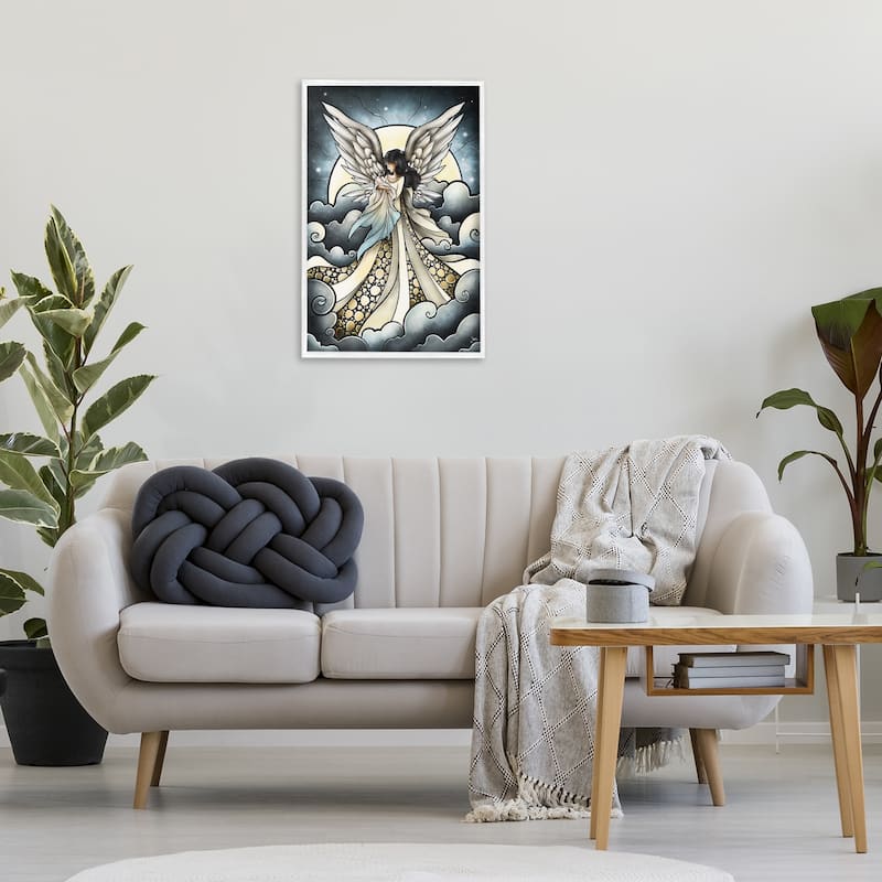 Stupell Classic Angel & Baby in Clouds Framed Giclee Art Design By Mandie Manzano