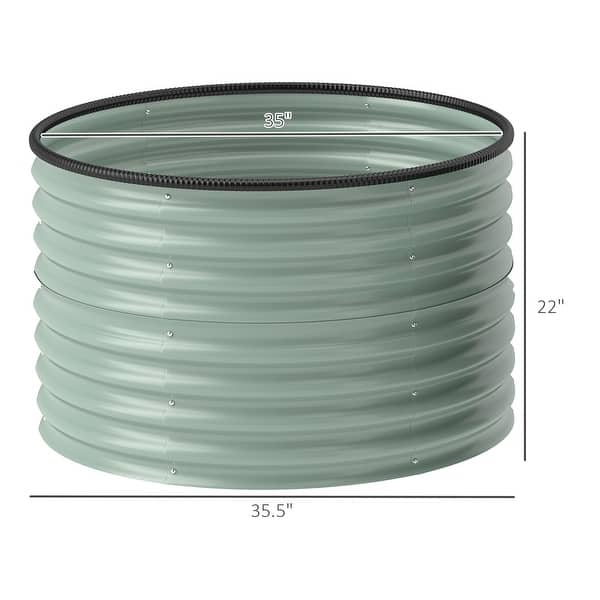dimension image slide 0 of 3, Outsunny Galvanized Raised Garden Bed Set of 2, Planters for Outdoor Plants with Safety Edging, Easy-to-assemble Stock Tanks