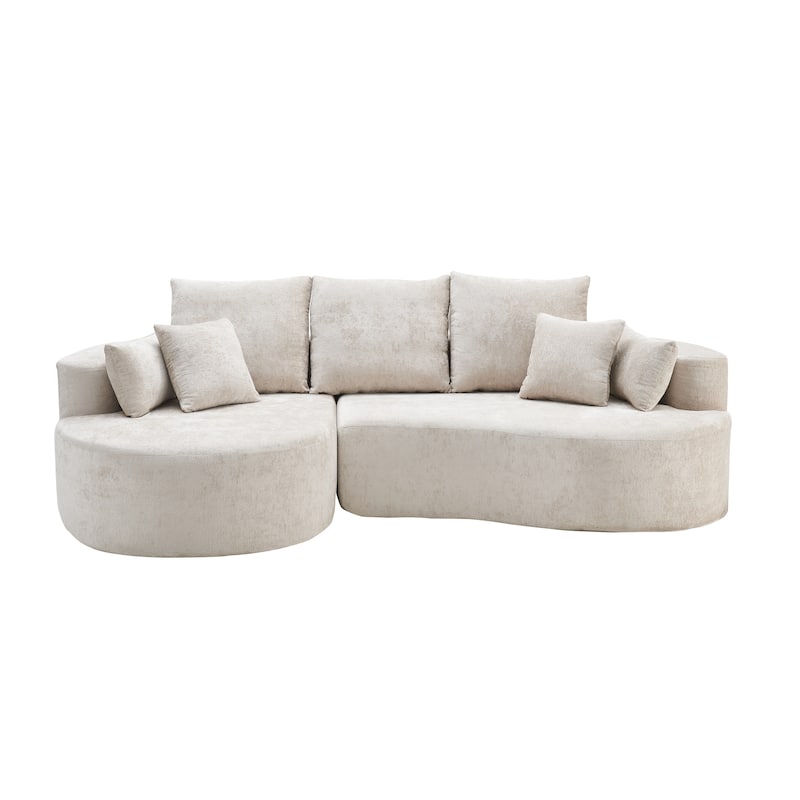 Christopher Knight Home - 106'' Cloud Curved Sectional Sofa with Right Chaise Lounge and Ultra-Soft Foam Comfort