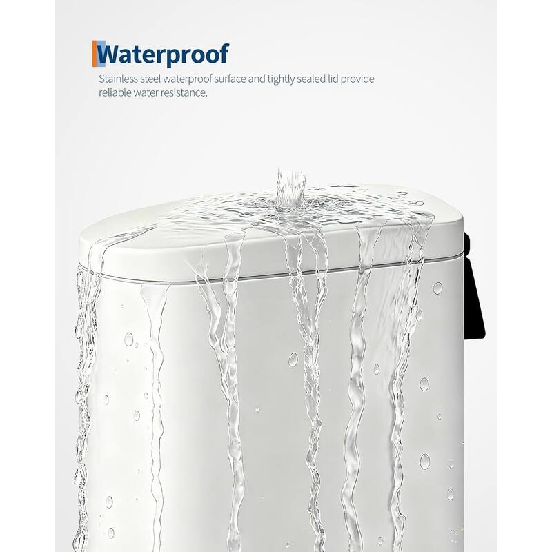 13 Gallon Stainless Steel Kitchen Trash Can with Inner Bucket - Slim Design Soft-Close Lid and Foot Pedal Silver