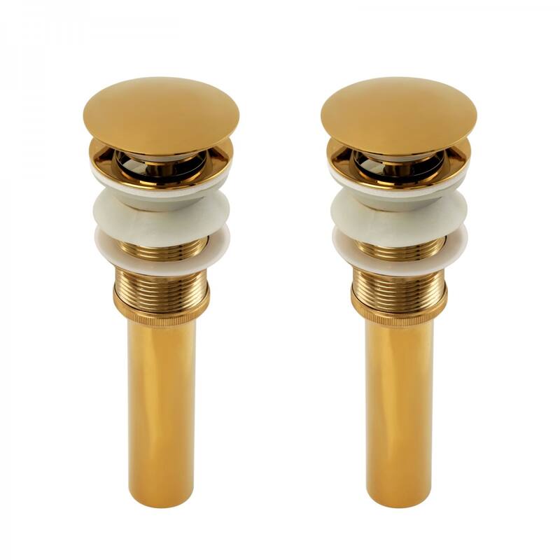 Brass Polished 2 Pop-up Sink Drain With Overflow PVD Pack of 2 Renovators Supply - N/A