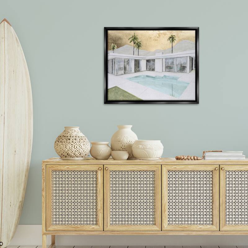Stupell Modern Chic Pool View Framed Floater Canvas Wall Art Design By Michael Willett