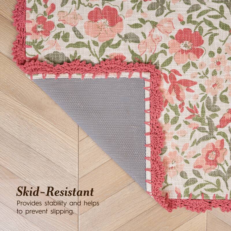 Laura Ashley Cotton Slub Crochet Border Rugs