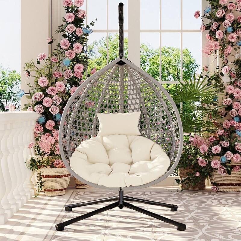 Wicker Hanging Egg Chair for Indoor and Outdoor Relaxation