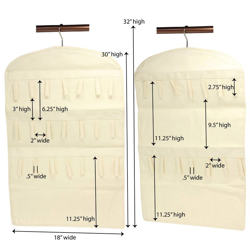 Household Essentials Bracelet and Necklace Hanging Jewelry Organizer, Natural Canvas