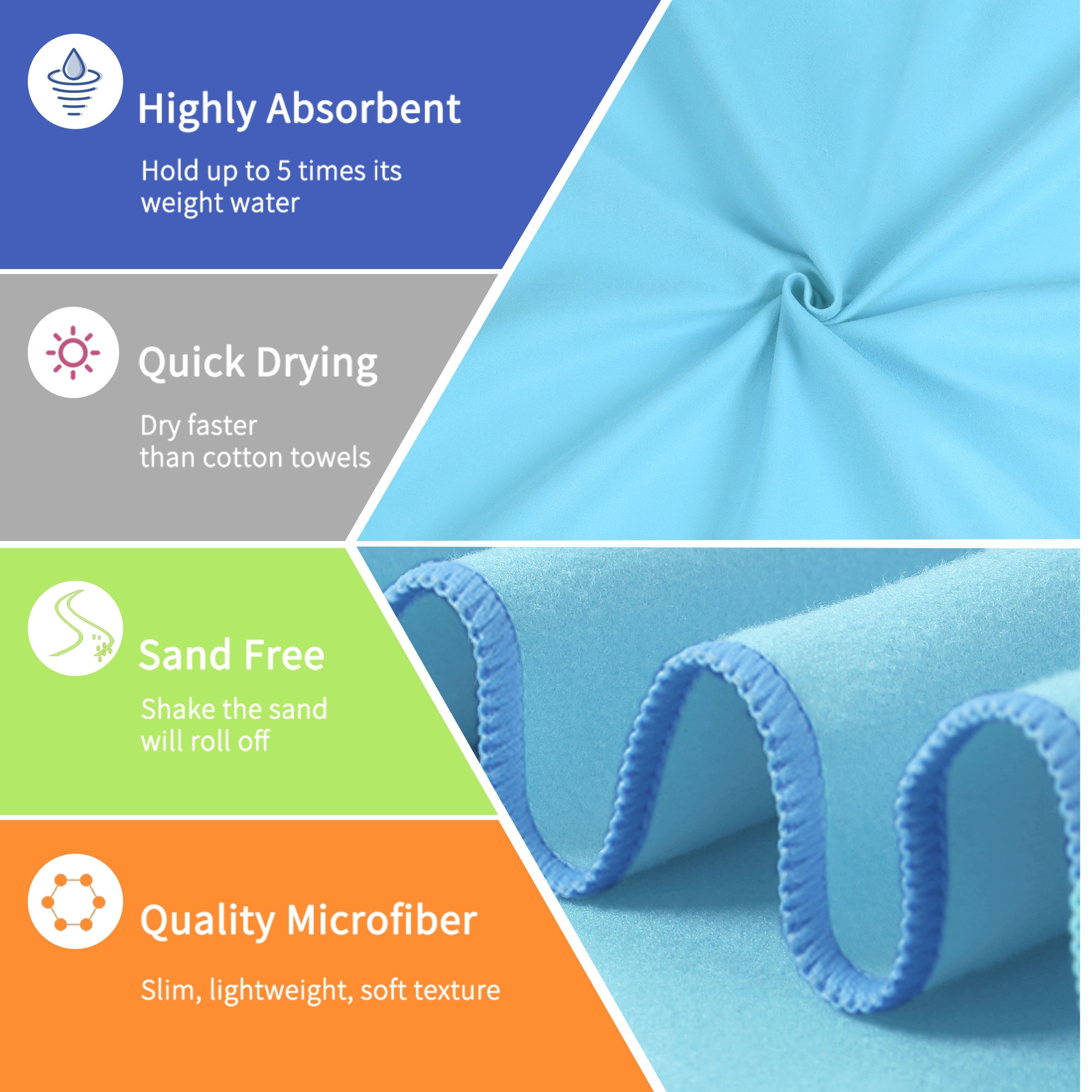 Sand-Free Beach Towel, Microfiber, 30