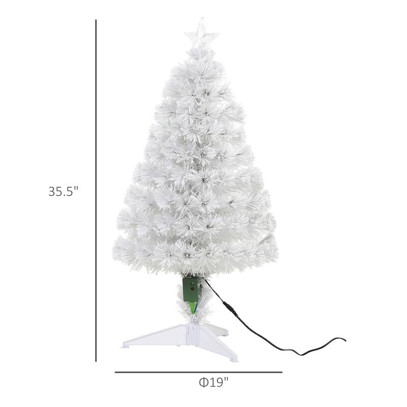 3 ft. Small Prelit Christmas Tree with Stand, Colored Christmas Tree with Lights On