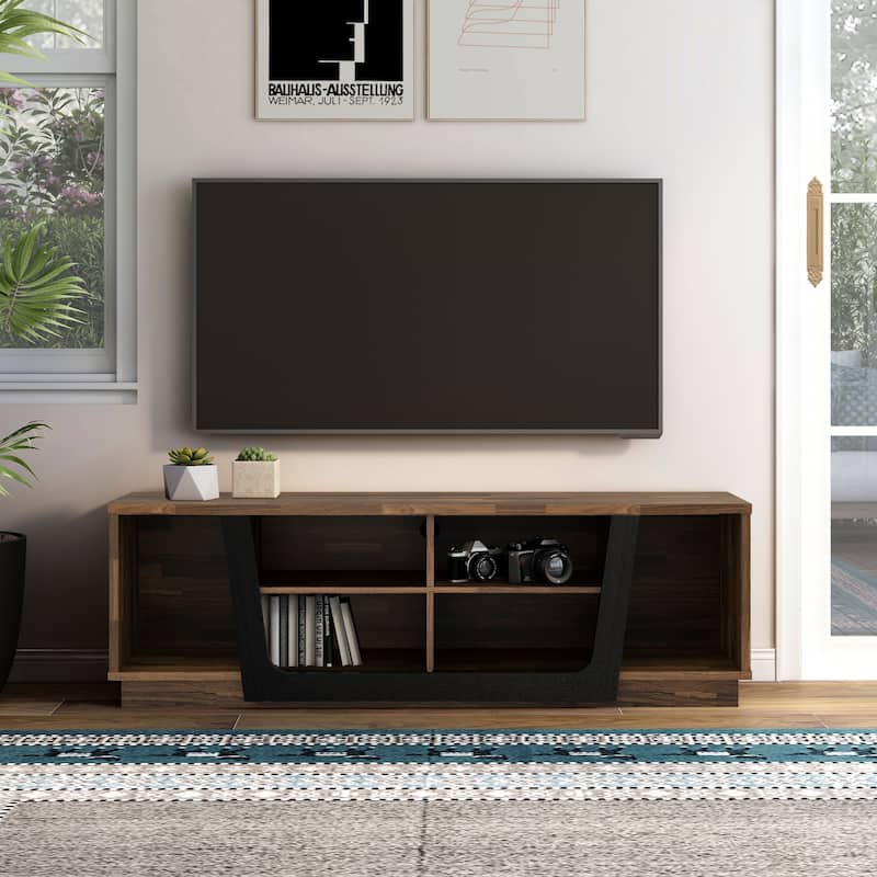 DH BASIC Contemporary Light Hickory 63-inch 6-Shelf TV Stand by Denhour