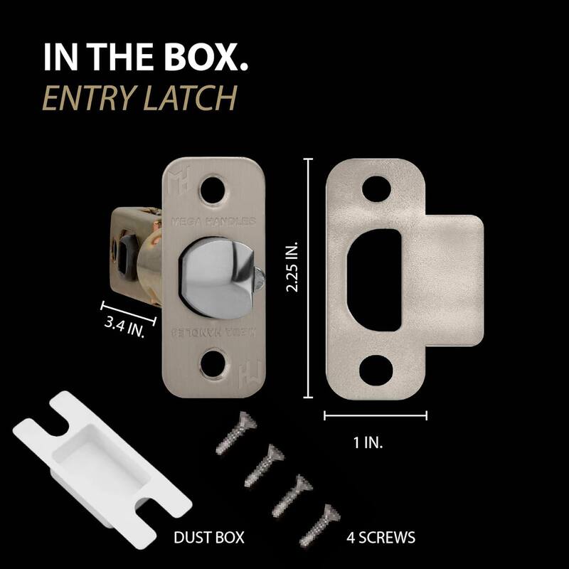 Mega Handles 2-Way Adjustable Door Latch | Universal Half Moon Spindles | For Hidden & Interior Door Lock Systems