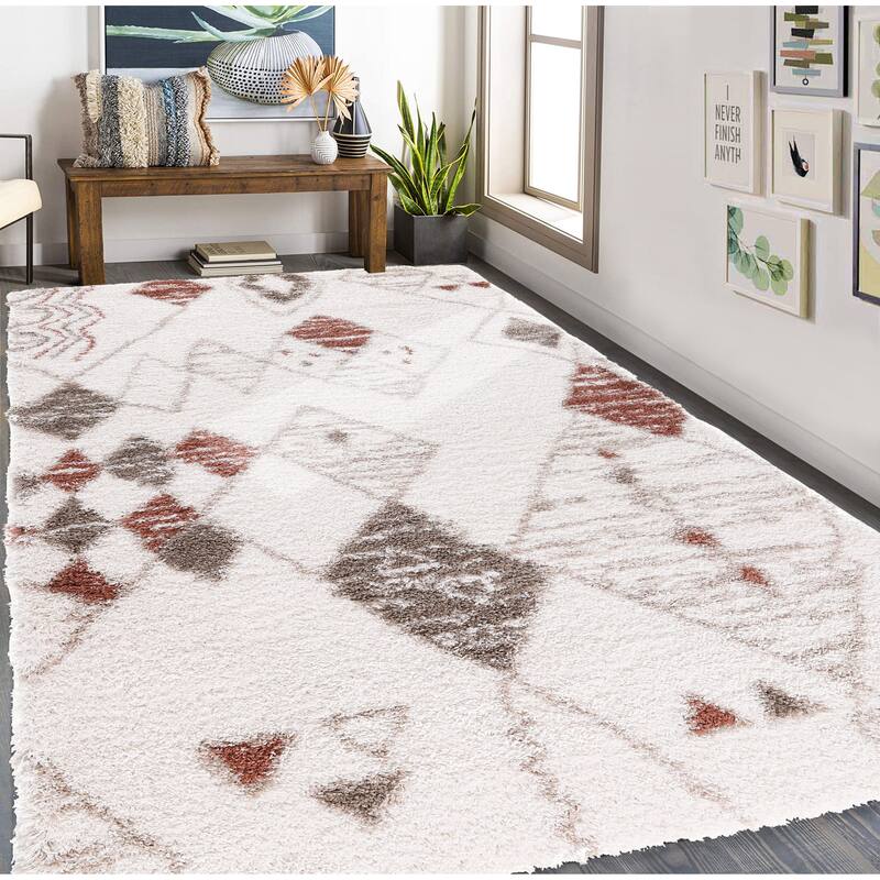 Noori Rug Lux Nolan Geometric 2-inch Thick Shag Rug