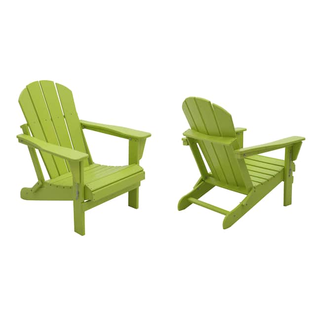 Laguna Poly Folding Adirondack Chairs (Set of 2) - Lime