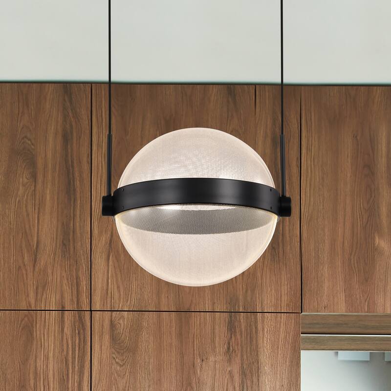 Arvada 8 Inch LED Pendant Matte Black Silk Screened Acrylic Lens - Matte Black