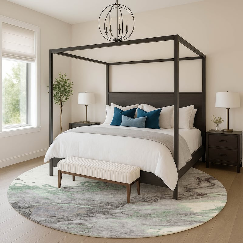 Premium Washable Super Soft Modern Crackle Mayfield Rug - Green - 8' x 8'